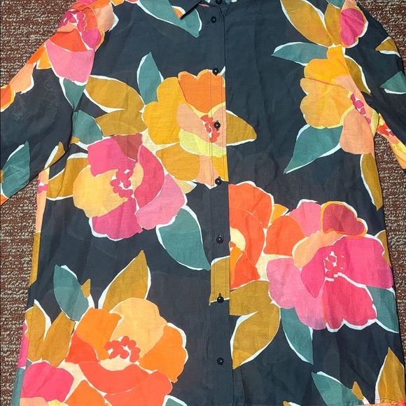 Sezane Pierro black silk top Never Ending Summer button down women’s blouse - Picture 7 of 12